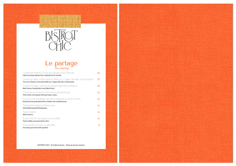 vue de l'intérieur d'un menu orange avec une bande aimantée recouverte de matière jaune, maintenant une feuille