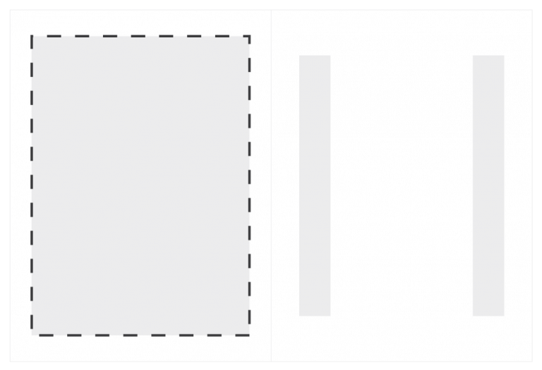 schéma de l'intérieur d'un porte menu avec des bandes adhésives pour maintenir une feuille