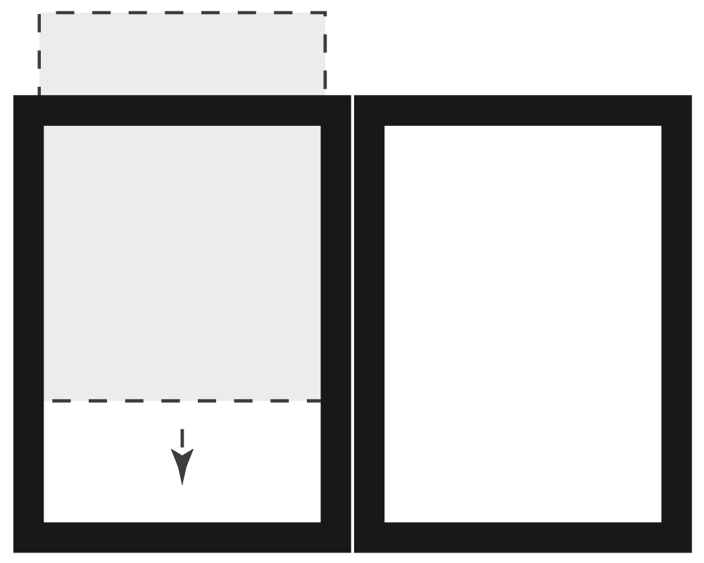 schéma de l'intérieur d'un porte menu où une feuille se glisse dans un cadre au bord noir