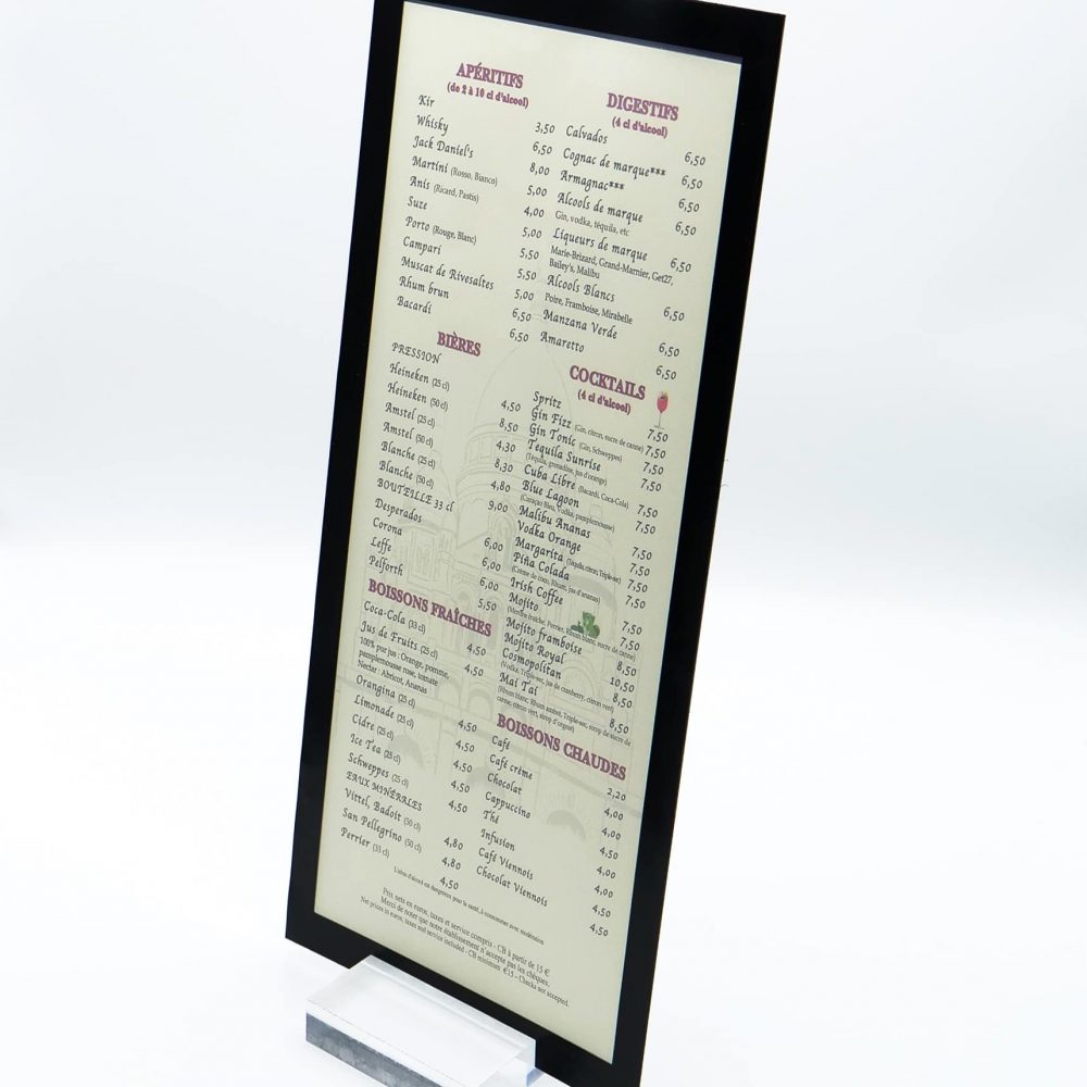 protège-menu rectangle recto verso